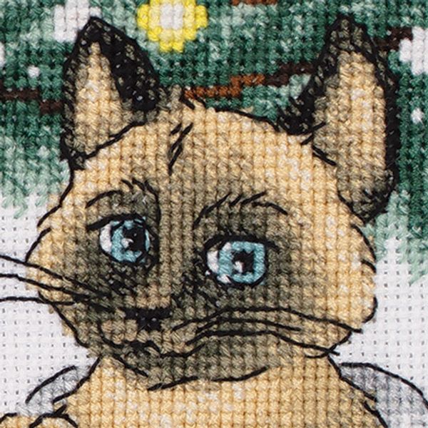 Набор для вышивания нитками Panna, Новогодние котики, 37х19.5 см