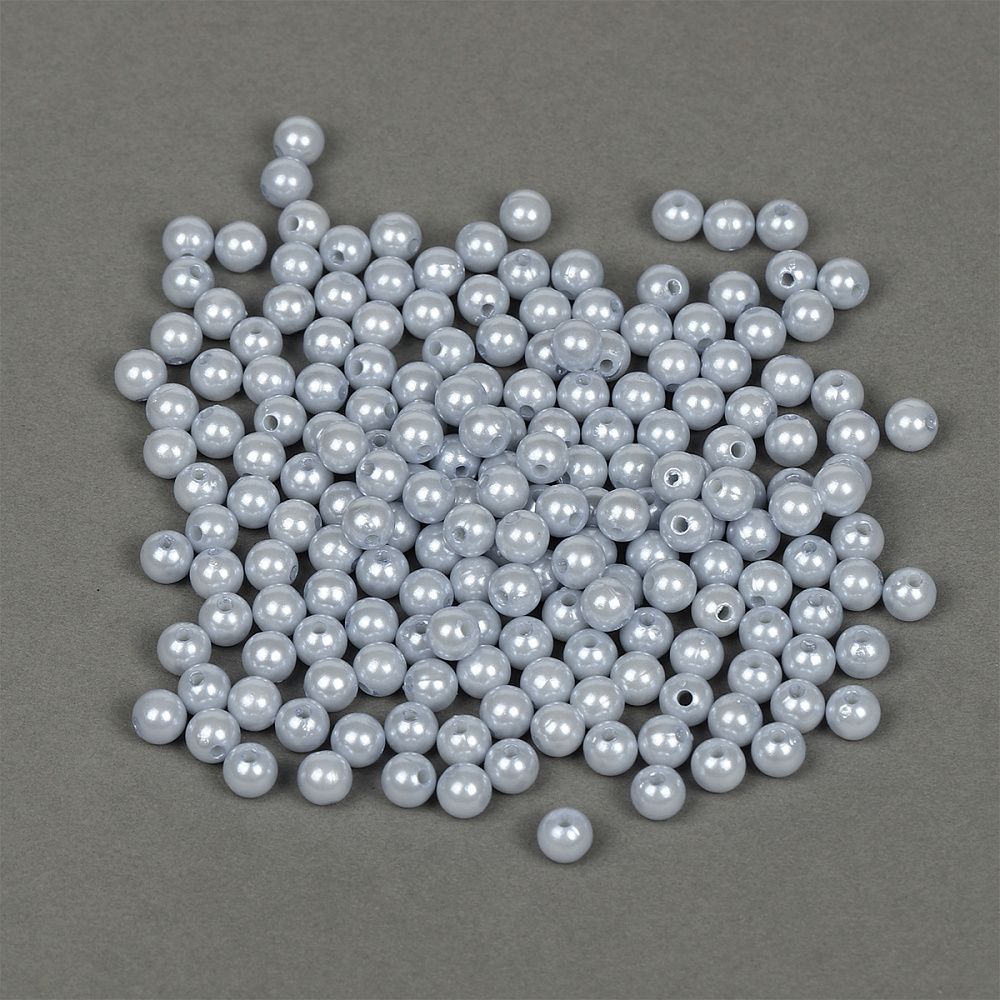 Бусины пластик (перламутр) ⌀8 мм, цв.светло-серый уп.500г (960 шт), Magic4Hobby