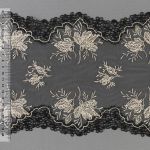 Кружево на сетке широкое 200 мм / 14±0.2 м, Турция, бежевый, Gamma GCKM-200-01