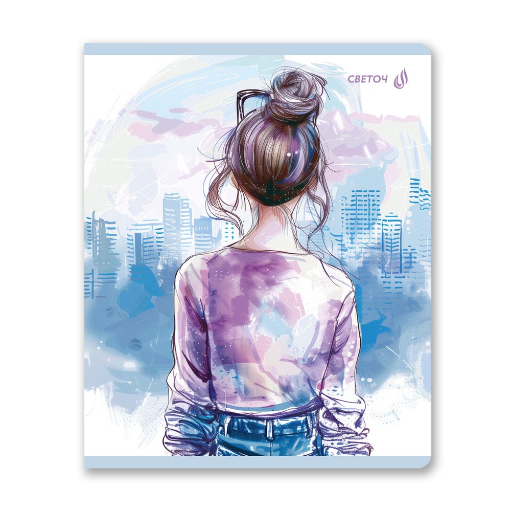 Тетрадь ученическая общая, выборочный лак, A5+ 80 л. на скобе 65 г/м², белизна 100 %, 5 шт, клетка, 01127 Оглянись!, Светоч Т81