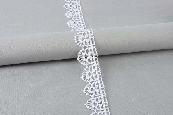 Кружево гипюр (плетёное) 30 мм / 10 м, GP001WH белый, Gamma GGM-3004