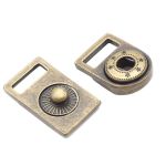 Застежка декоративная с кнопкой 10.5 мм латунь/цв. белый отстрочка мет, 4 шт