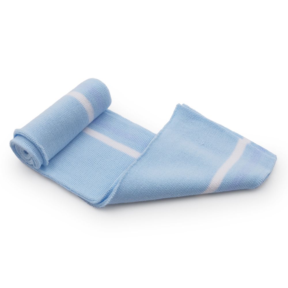 Подвяз (довяз) трикотажный 7.5х80 см, однослойный в полоску, голубой цв.542/белый/ сиреневый цв.259