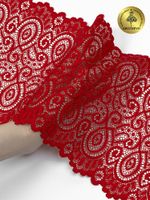 Кружево бельевое эластичное 180 мм / 25 м, 263, цв.100 красный, Kruzhevo
