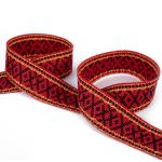 Лента (тесьма) жаккардовая 38.0 мм / 25±1 метров, для пояса, рис 9860 красно/черный №6, Gamma С3822