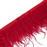 Перья на ленте Страус 8 см, FBY-08-055, цв. красный, 2м