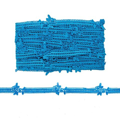 Кружево гипюр (плетёное) (матовое) 30 мм, 13.72м, цв.105 синий