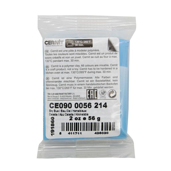 Полимерная глина Cernit №1 запекаемая, классическая 56-62 гр, 214 небесно-голубой