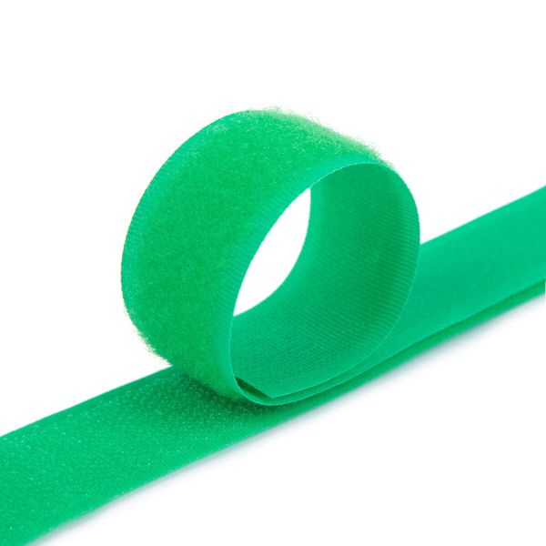 Лента контактная липучка (велкро) пришивная 25 мм / 25 метров, 066 зеленый, Gamma LG-25, ПАРА (крючок+петля), качество 