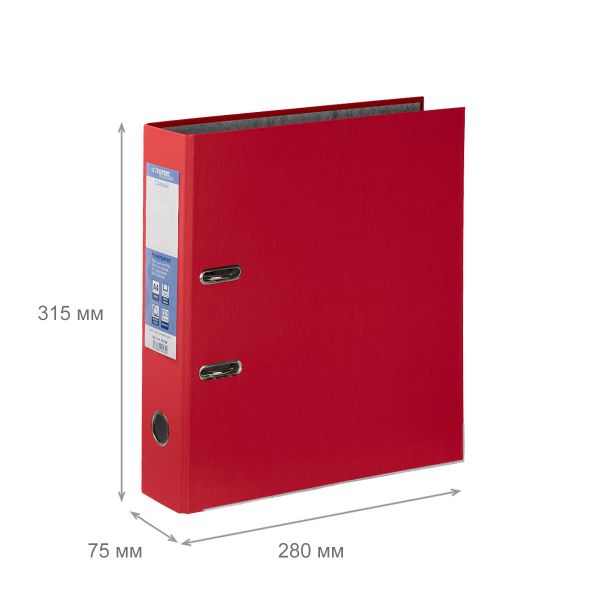 Регистратор PVC, мет.уг. 75 мм, 50 шт, Premier A4 арочный механ. (разб.), красный EC1012245, Expert Complete