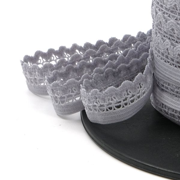 Резинка бельевая (ажурная) 13.5 мм / 50 метров, св.серый, 0313/81