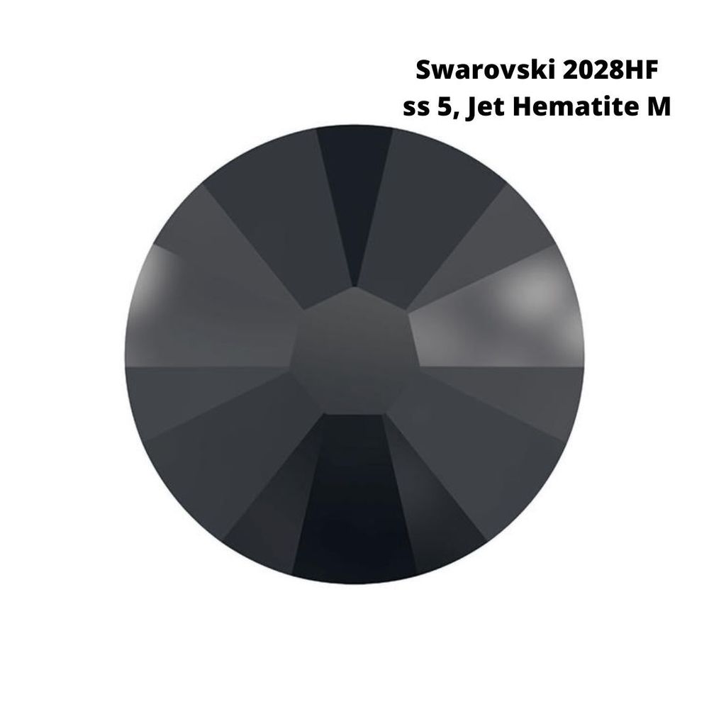 Стразы Swarovski клеевые плоские 2028HF, ss 5 (1.8 мм), Jet Hematite M, 144 шт