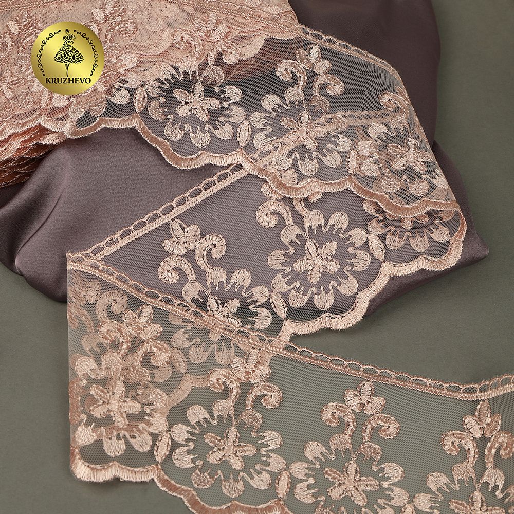 Кружево на сетке арт.TR.2108 85мм цв.розовый уп.13,5м, Kruzhevo