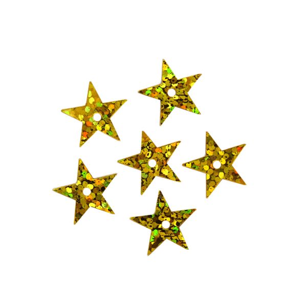 Пайетки фигурные звездочки 13 мм, Астра 10г, A20 золото голограмма, уп.10 шт