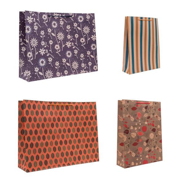 Набор подарочных пакетов крафт, 4 шт, 170 г/м², (38 / 12 / 50см, 31 / 10 / 42см)