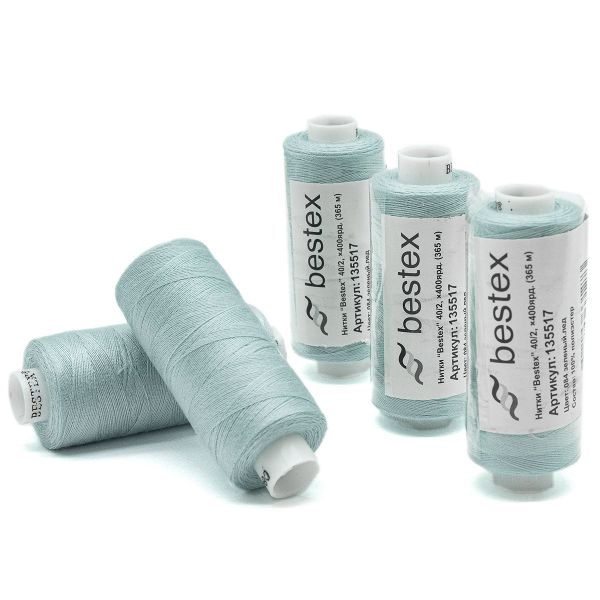 Нитки швейные бытовые Bestex 40/2, 365 м (400 ярд) / 10 кат., 084 зеленый лед
