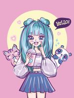 Картина по номерам Фрея, на картоне Девочка в стиле аниме, 40х30 см