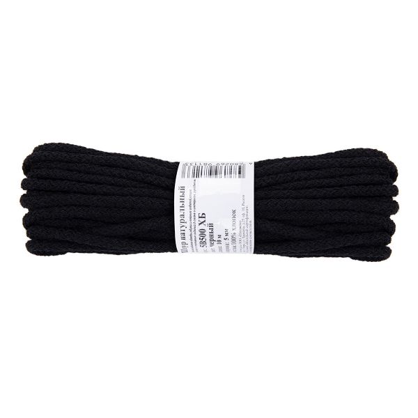 Шнур круглый х/б ⌀5.0 мм, 10 м, черный, Gamma 5В500 ХБ