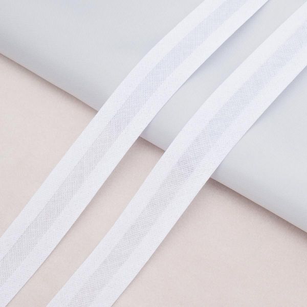 Косая бейка хлопковая 20 мм / 132±1 метра, 001 белый, 6112-0009