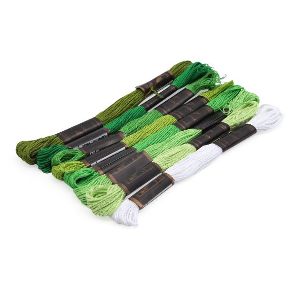 Набор мулине 8 шт / 8м Bestex, зеленый микс (№12)