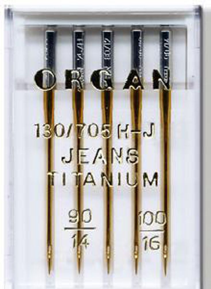Иглы для бытовых швейных машин Organ для джинсы Titanium 5 шт, в пенале, 5524600 ассорти