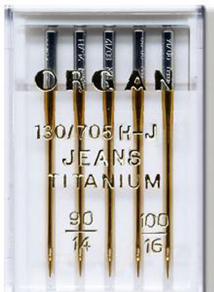 Иглы для бытовых швейных машин Organ для джинсы Titanium, 5 шт, в пенале, 5524600 ассорти
