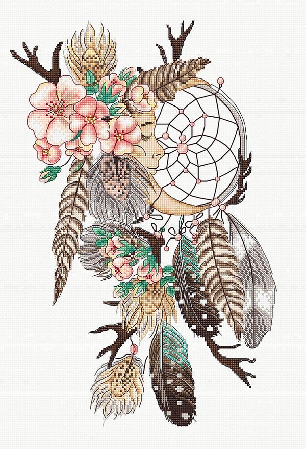 Набор для вышивания нитками LetiStitch, Лунные сны 30х20 см