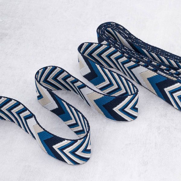 Стропа (ременная лента) 38 мм / 3 метра, [40 г/пог.м], с принтом 2-сторонняя, D149 черный/синий, 3Al354