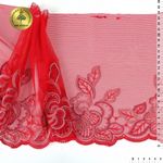 Кружево на сетке (вышитое) 240мм цв.бордо, правая, 6,2м, Kruzhevo