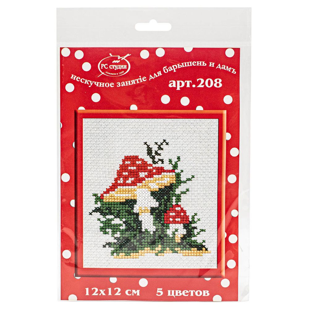 Набор для вышивания нитками РС Студия, Мухомор 12х12 см