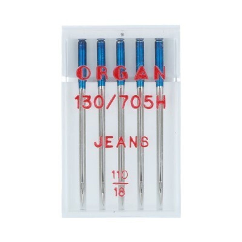 Иглы для швейных машин для джинсы 130/705 Н, №110, 5 игл, в пенале 5524110 110, ORGAN