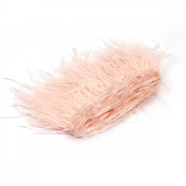 Перья на ленте Страус 8 см, FBY-08-122, цв. кремовый, 2м