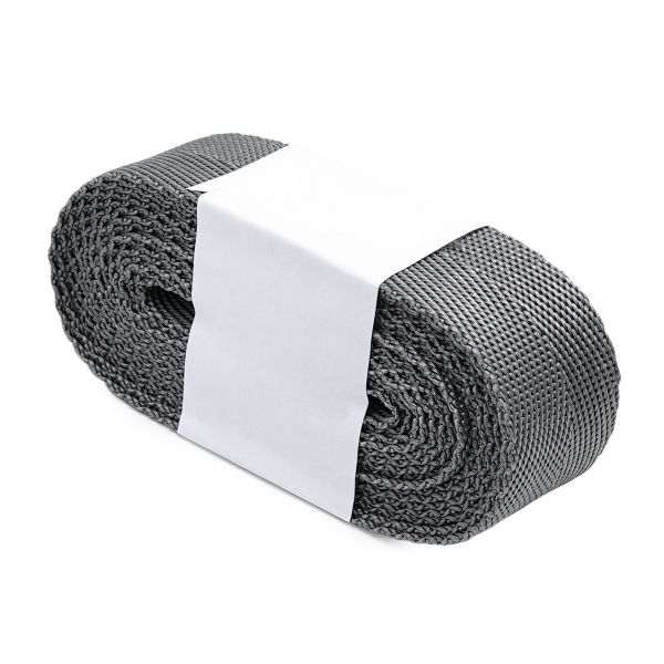 Стропа (ременная лента) 25 мм / 5х2.5 метра, толщ. 1.0 мм, [15.1 г/пог.м], 100% п/п, 33 серый