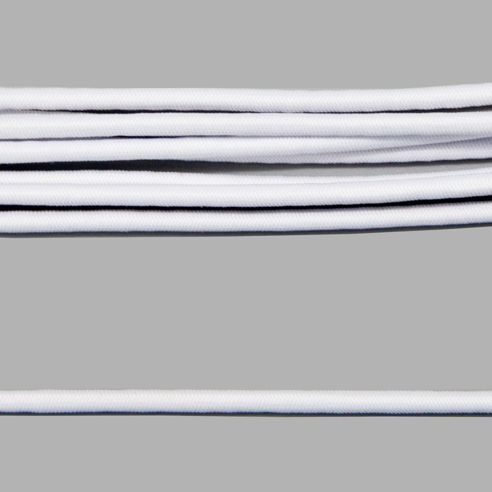 Резинка шляпная (шнур эластичный) ⌀4.0 мм / 100 метров, 01 белый
