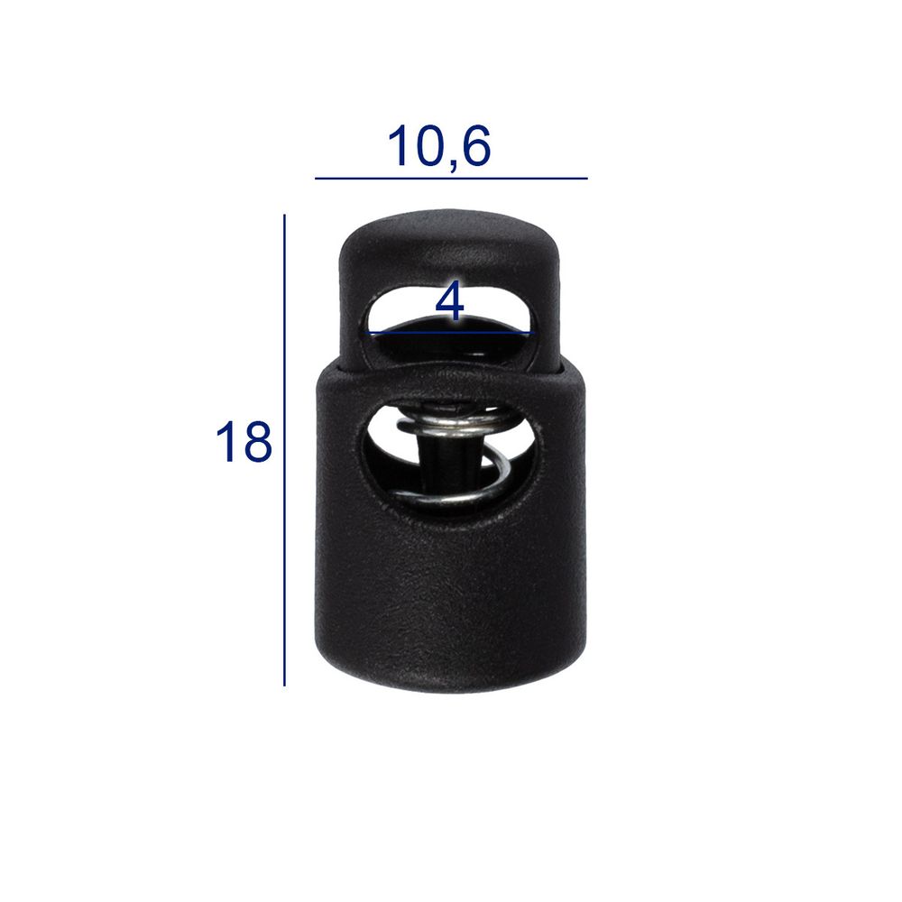 Фиксатор (зажим) для шнура пластик 1 отв., ⌀4.0 мм, 24 шт, №01 черный, Micron A 8846