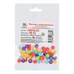 Бусины пластик 4х7 мм, 500 шт (10х50 шт), №02 белые/цветные символы, Hobbius ABFB-03