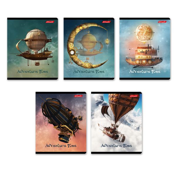 Тетрадь ученическая общая, глянцевая ламинация, A5+ 96 л. на скобе 60 г/м², белизна 100%, 5 шт, клетка в термоусадочной пленке, 000774 Время приключений, Светоч 96ТЕТк-004