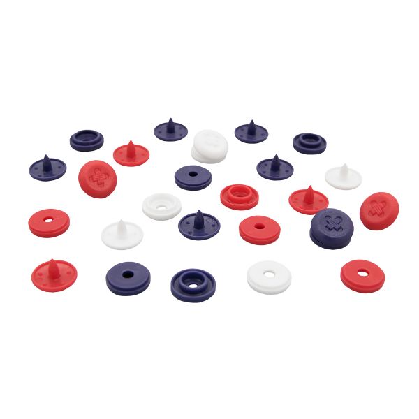 Кнопки ColorSnapsMini имитация стежка, Prym Love, красн/бел/син 36 шт, Prym