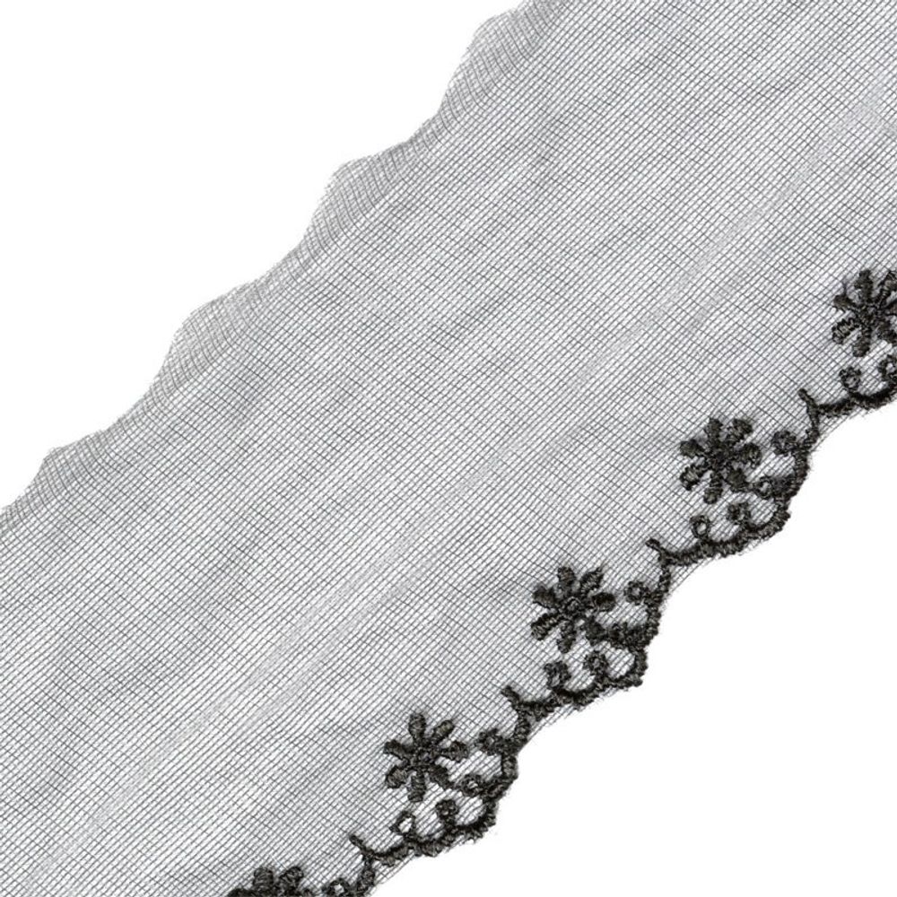 Кружево на сетке 70 мм, цв.черный уп. 13.71 м, M09971, Kruzhevo