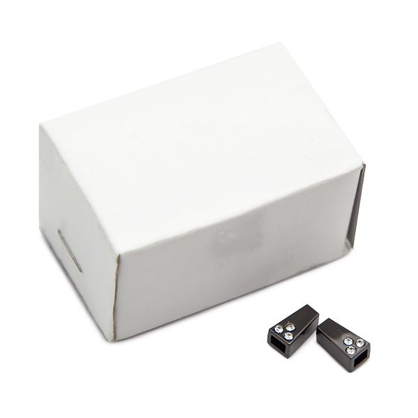 Наконечник для шнура металл колокол со стразами 4-хан, ⌀2,5/4 мм, 11х6,5 мм чер.никель, 10 шт