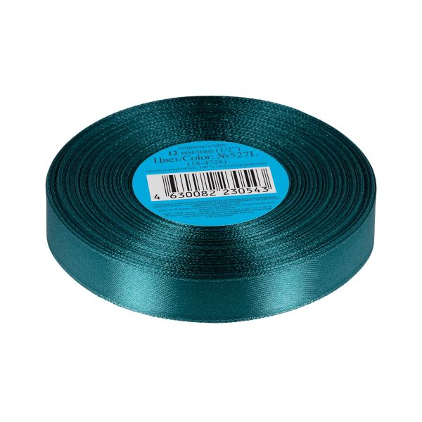 Лента атласная 1-сторонняя 12.0 мм / 33±2 метра, №527L(18-4728) т.зеленый, Gamma