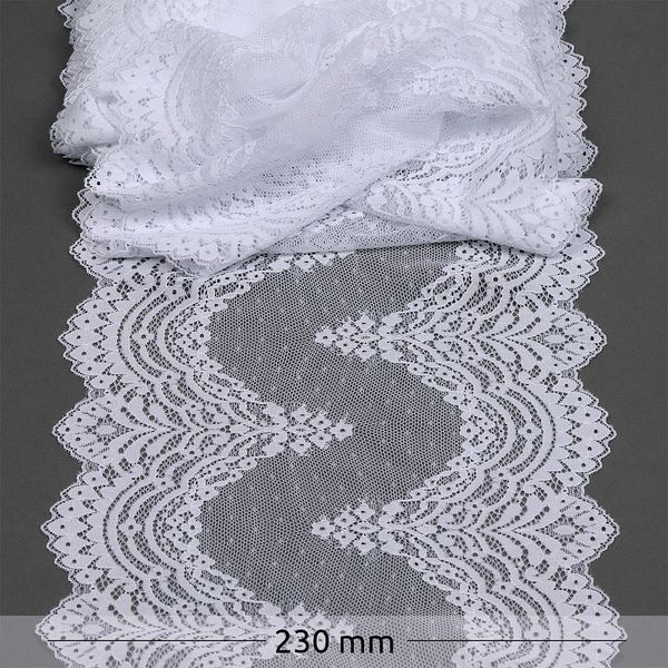 Кружево бельевое эластичное 230 мм / 3 м, 8036 цв.01 белый, Kruzhevo