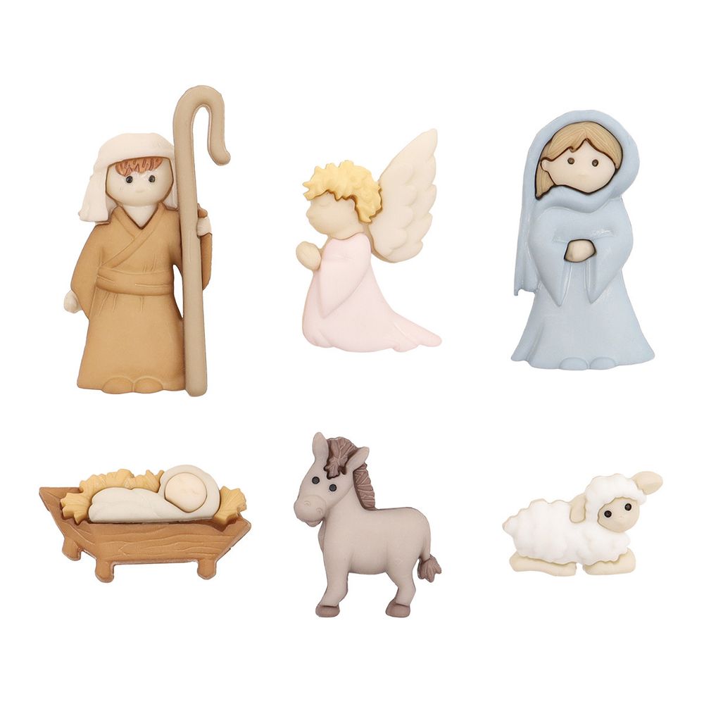 Украшения пуговицы декоративные фигурки Рождество Христово пластик, 6 штак, Dress It Up