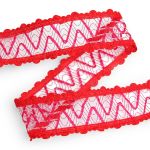 Тесьма отделочная ажурная 38 мм, 25 м, (04 красный)