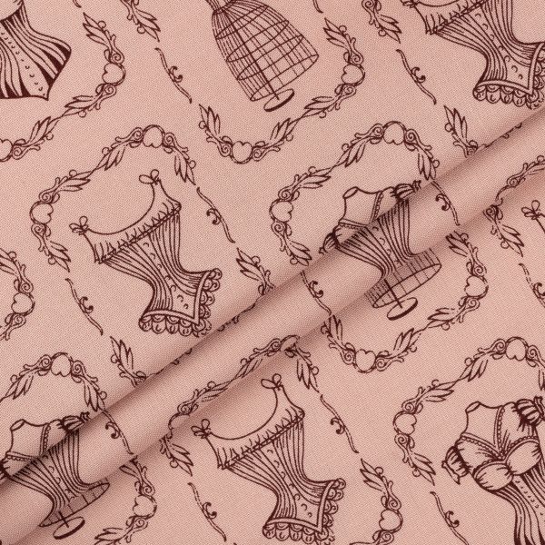 Ткань для пэчворка Peppy Век моды, отрез 50х55 см, 146 г/м², ВМ-17 розовый, Peppy