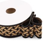 Лента (тесьма) жаккардовая 35.0 мм / 10±0.5 метров, бордюр Плетеный орнамент 35274 V10 черный/золото