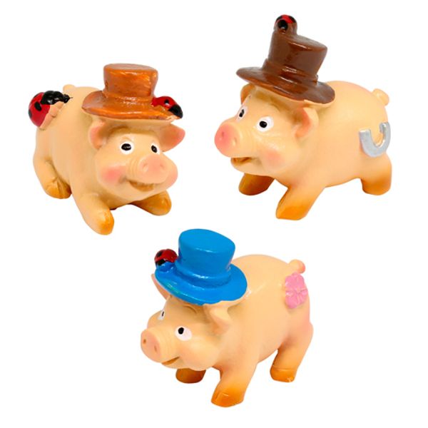 Миниатюра кукольная: Свинка, 3х1см, в ассортименте
