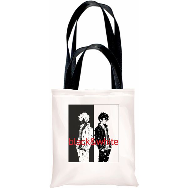 Сумка-шоппер Black & White 34x39 см,1 отд., ручки длинные+короткие, полноцветная печать, LAMARK09