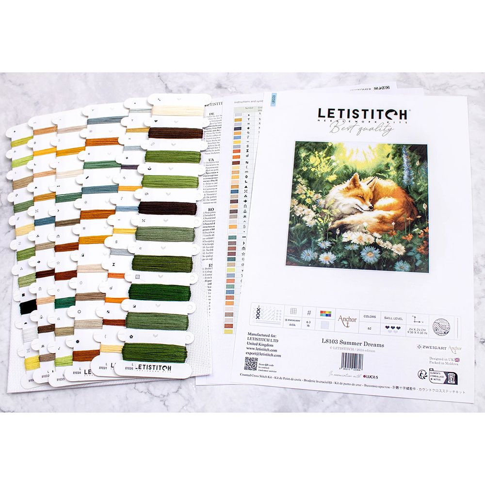 Набор для вышивания нитками LetiStitch L8103, Летние мечты 24х24см