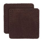 Заплатки пришивные из замши, квадрат 6см с перфорацией, 2 шт, 100% кожа, 21 темно-коричневый, 59112